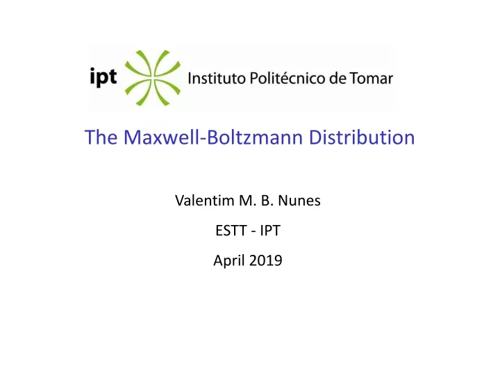 the maxwell boltzmann distribution