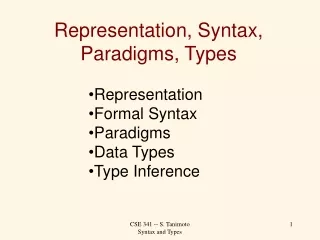 Representation, Syntax, Paradigms, Types