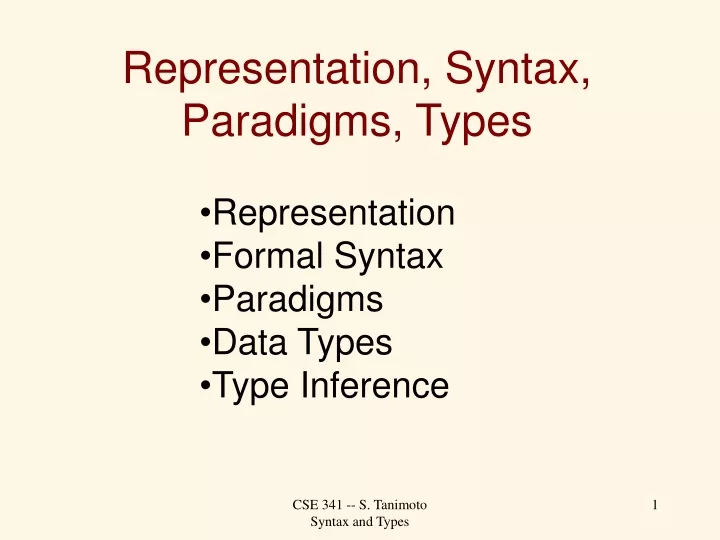 representation syntax paradigms types