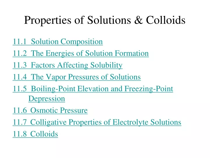 properties of solutions colloids