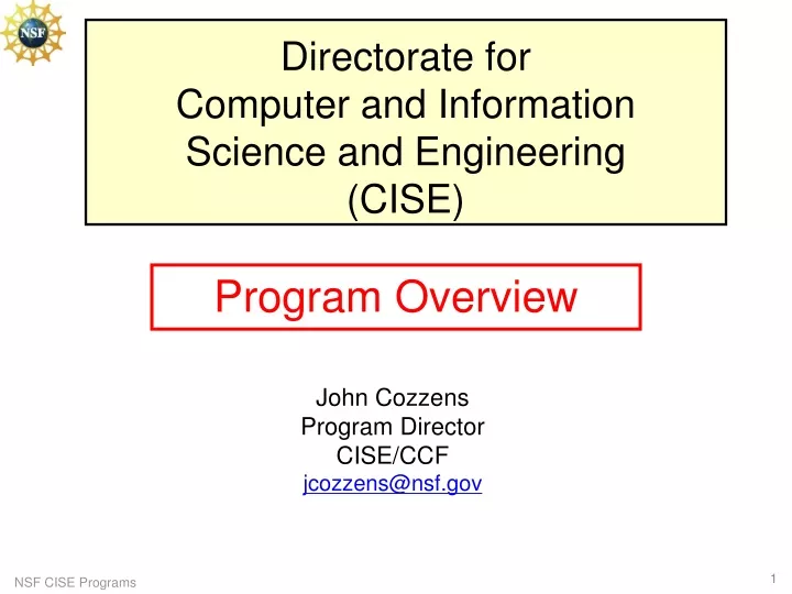 directorate for computer and information science and engineering cise