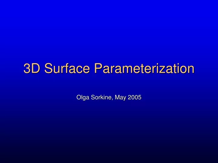 3 d surface parameterization