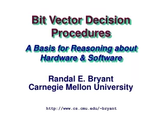 Bit Vector Decision Procedures A Basis for Reasoning about Hardware &amp; Software