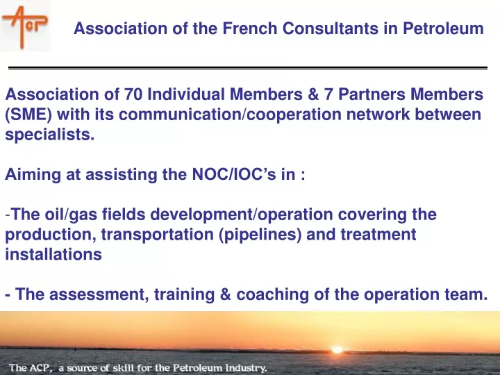 association of the french consultants in petroleum