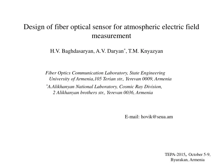 design of fiber optical sensor for atmospheric electric field measurement