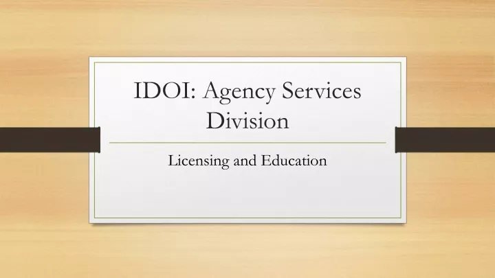 idoi agency services division