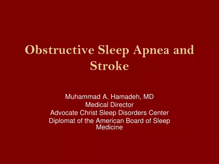obstructive sleep apnea and stroke