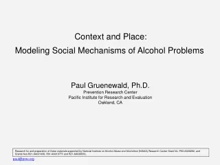 Context and Place: Modeling Social Mechanisms of Alcohol Problems
