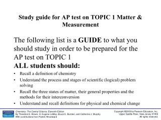 Study guide for AP test on TOPIC 1 Matter &amp; Measurement