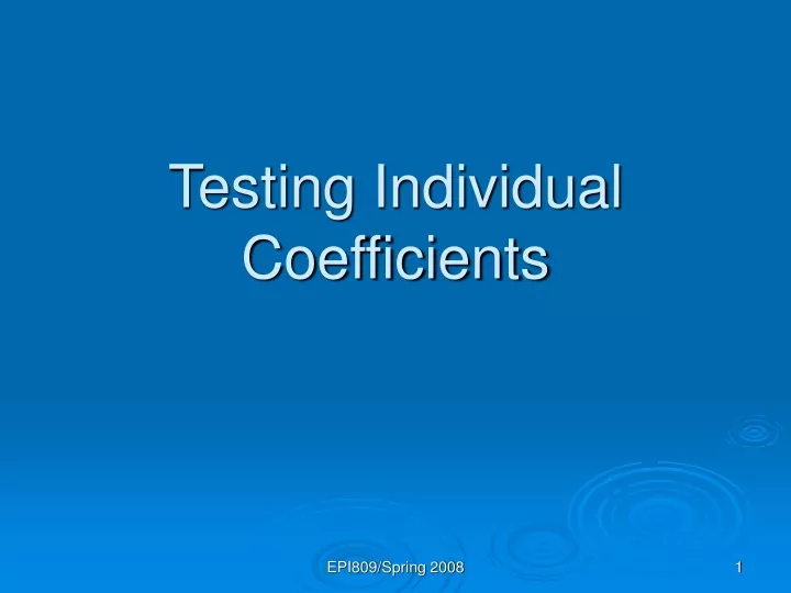testing individual coefficients