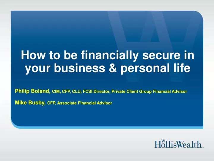 how to be financially secure in your business