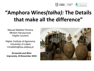 “ Amphora Wines (talha):  The Details that make all the difference ”