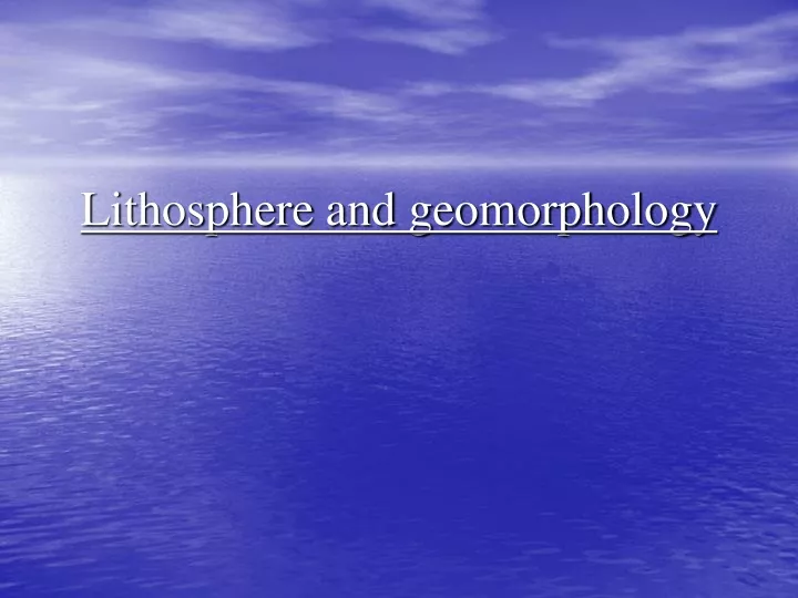 lithosphere and geomorphology