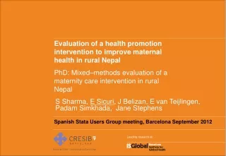 Evaluation of a health promotion intervention to improve maternal health in rural Nepal