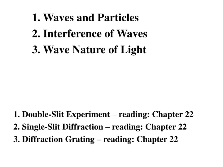 1 waves and particles 2 interference of waves