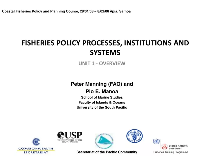 fisheries policy processes institutions and systems