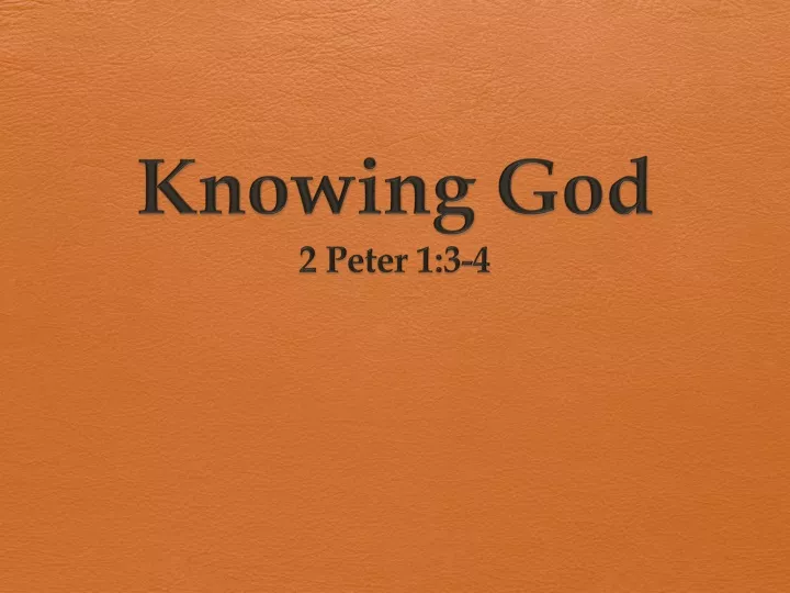 knowing god