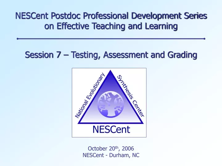 nescent postdoc professional development series on effective teaching and learning