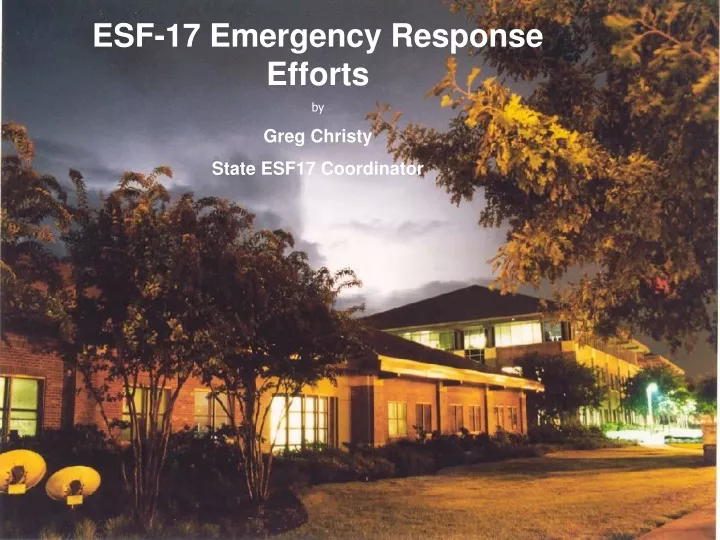 esf 17 emergency response efforts by greg christy