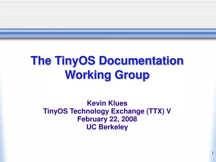 the tinyos documentation working group