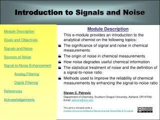 Introduction to  Signals and Noise