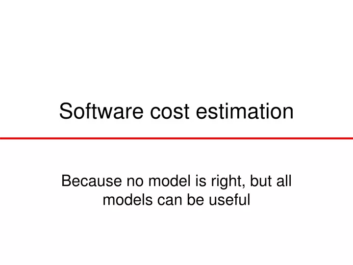 software cost estimation