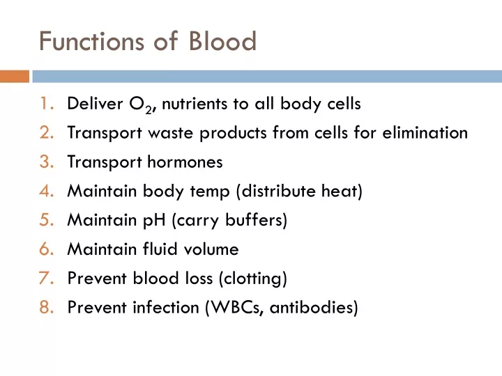 functions of blood