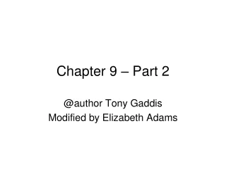 Chapter 9 – Part 2