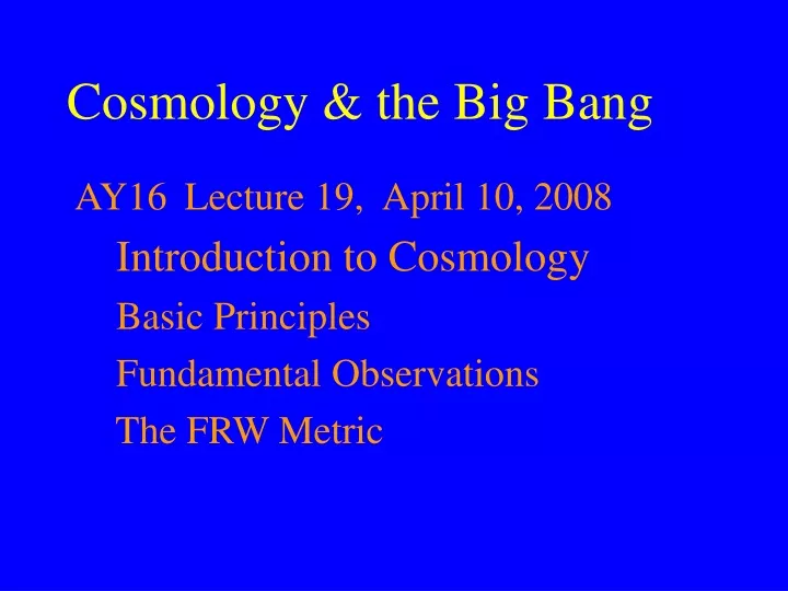 cosmology the big bang