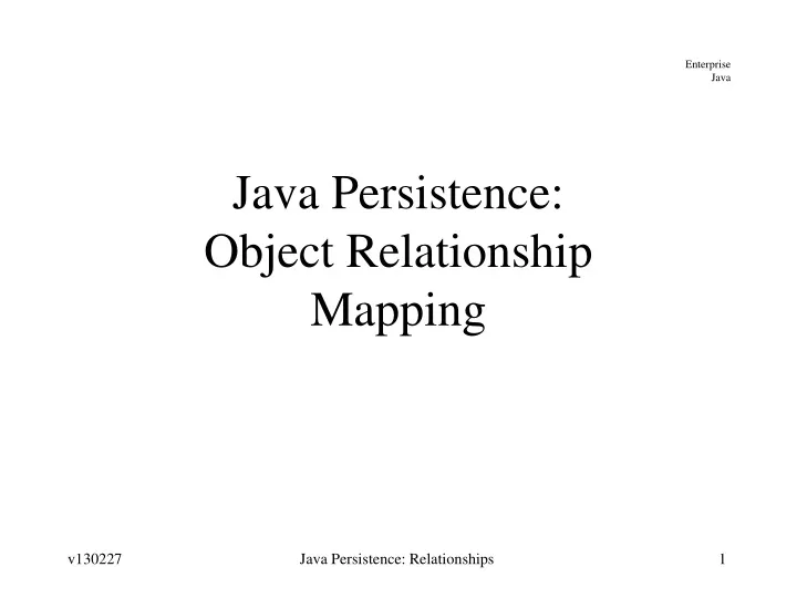 java persistence object relationship mapping