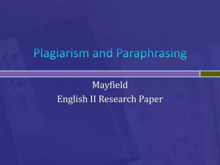 plagiarism and paraphrasing
