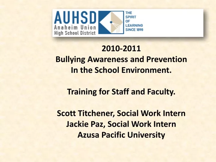 2010 2011 bullying awareness and prevention