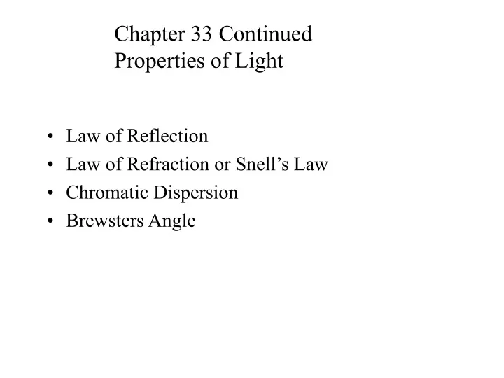 chapter 33 continued properties of light
