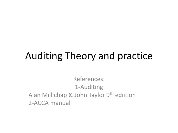 auditing theory and practice