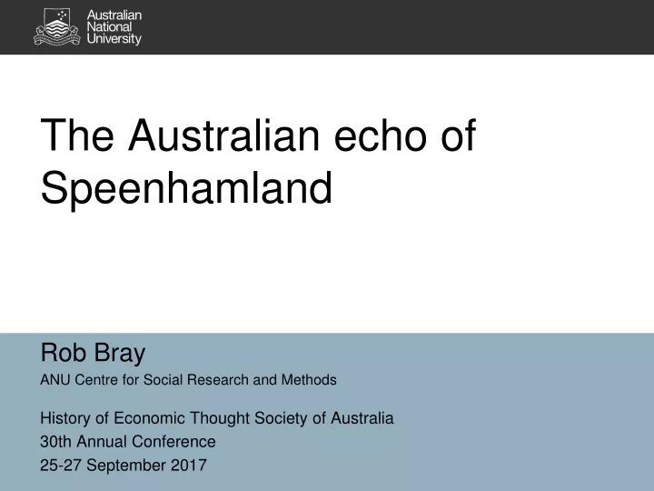 the australian echo of speenhamland