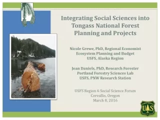 Integrating Social Sciences into Tongass National Forest Planning and Projects