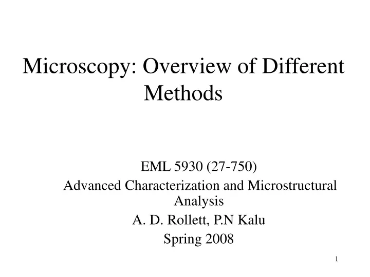 microscopy overview of different methods