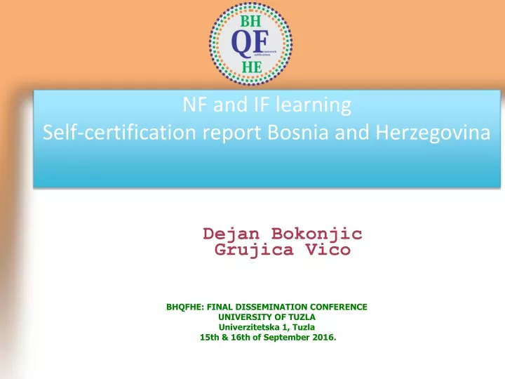 nf and if learning self certification report bosnia and herzegovina