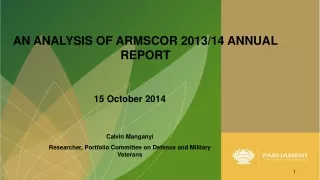 AN ANALYSIS OF ARMSCOR 2013/14 ANNUAL REPORT