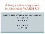 Solving a system of equations by substitution  WARM UP