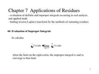 60. Evaluation of Improper Integrals       In calculus