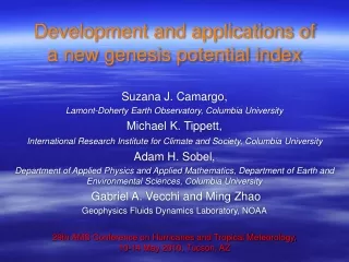 Development and applications of a new genesis potential index