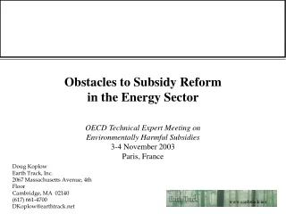 Obstacles to Subsidy Reform in the Energy Sector