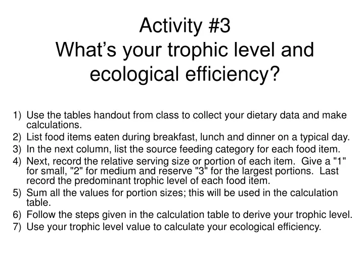activity 3 what s your trophic level and ecological efficiency