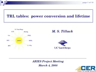 TRL tables:  power conversion and lifetime