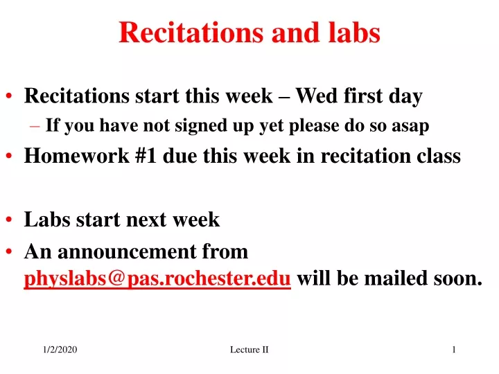 recitations and labs