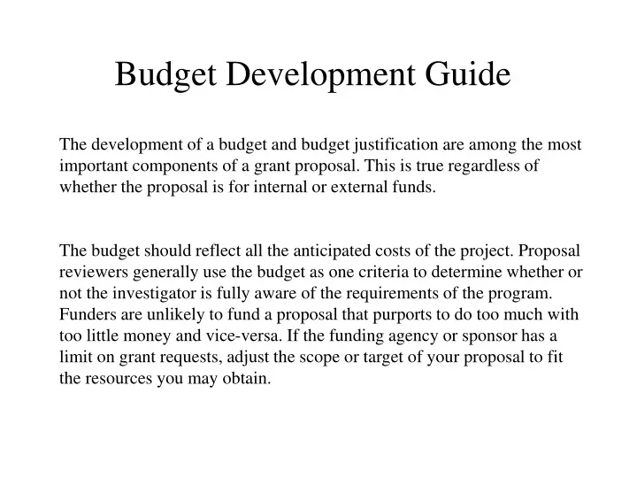 budget development guide