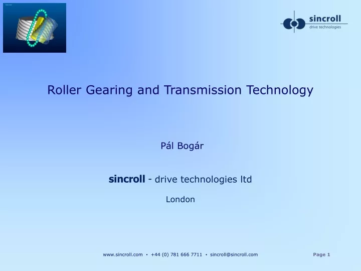 roller gearing and transmission technology