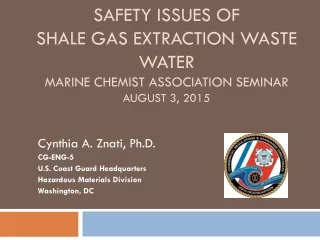 Cynthia A. Znati, Ph.D. CG-ENG-5 U.S. Coast Guard Headquarters Hazardous Materials Division