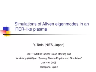 Simulations of Alfven eigenmodes in an ITER-like plasma